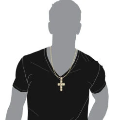 Large 14K Yellow Gold Diamond Cross Pendant For Men W Baguette & Round Diamonds 5Ct -Jewelry Sales Store large 14k gold mens diamond cross pendant w baguette round diamonds 5ct 803236 body yellow