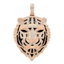 Large 14K Yellow Gold Men's Diamond Tiger Pendant With Black Enamel 10 Carats 14 Large 14K Yellow Gold Men's Diamond Tiger Pendant With Black Enamel 10 Carats -Jewelry Sales Store large 14k gold mens diamond tiger pendant with black enamel 10 carats 000773 ro