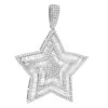 Large 2 Inch Men's Diamond Star Pendant 14K White Gold 5 Carats