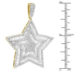 Large 2 Inch Men's Diamond Star Pendant 14K White Gold 5 Carats -Jewelry Sales Store large 2 inch mens diamond star pendant 14k white rose yellow gold 5 carats 803233 ruler yellow