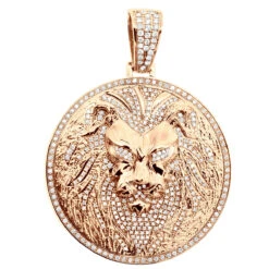 Large 4in Diamond Lion Pendant For Men 14K Yellow Gold Medallion 10 Carats -Jewelry Sales Store large 4in diamond lion pendant for men solid 14k gold medallion 10 carats 100682 ro