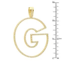 Oversized 10K Yellow Gold Custom Made Diamond Initial Letter Pendant For Men 2 Carat -Jewelry Sales Store large custom made diamond letter initial pendant for men 10k gold 2 carats 000920 ruler yellow