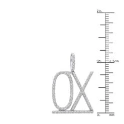 Large Customizable Diamond Initials Pendant For Men & Women 10K White Gold -Jewelry Sales Store large customizable diamond initials pendant for men women solid 10k gold 000900 ruler white