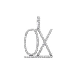 Large Customizable Diamond Initials Pendant For Men & Women 10K White Gold