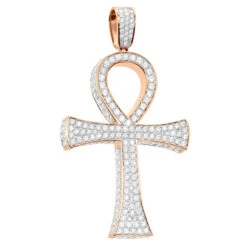 Large Diamond Ankh Cross Pendant For Men 14K White Gold 2.5 Inches 7 Carats -Jewelry Sales Store large diamond ankh cross pendant for men 14k gold 25 inches 7 carats 804091 rose