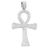 Large Diamond Ankh Cross Pendant For Men 14K White Gold 2.5 Inches 7 Carats