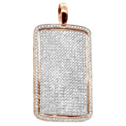 Large Diamond Dog Tag Pendant 14K White Gold Fully Iced Out Design 10.5ct -Jewelry Sales Store large diamond dog tag pendant in 14k gold fully iced out design 10 5ct rose