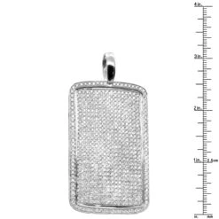 Large Diamond Dog Tag Pendant 14K White Gold Fully Iced Out Design 10.5ct -Jewelry Sales Store large diamond dog tag pendant in 14k gold fully iced out design 105ct 804084 ruler white