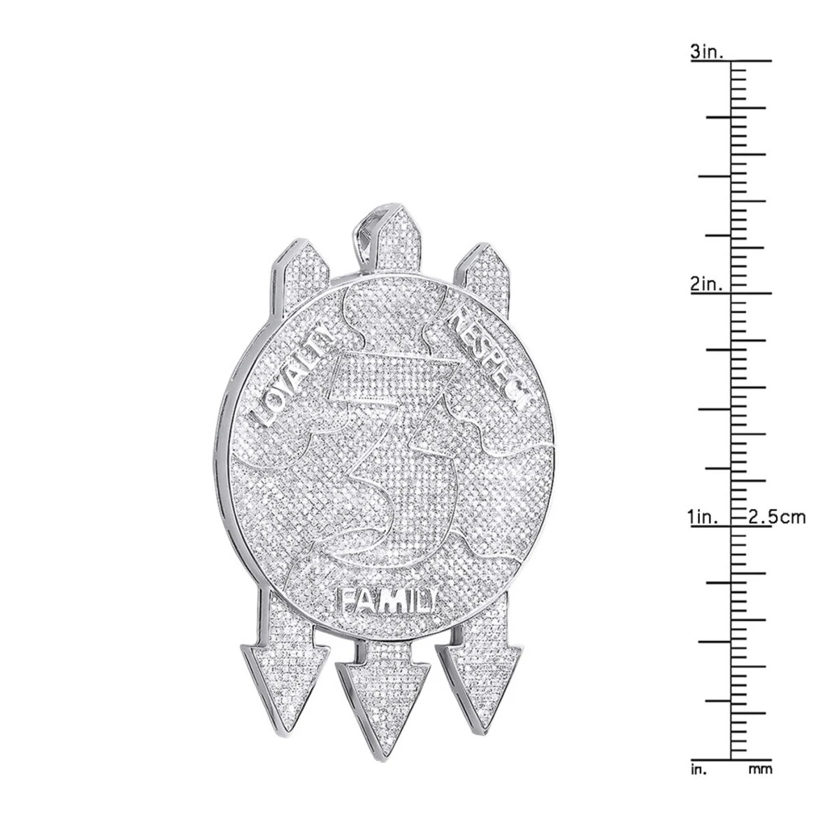 Large Loyalty Respect Family Diamond Pendant In Sterling Silver 4 Large Loyalty Respect Family Diamond Pendant In Sterling Silver - Image 4