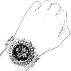 Luxurman Escalade Oversized 4 Carat White & Black Diamond Watch For Men -Jewelry Sales Store large mens multicolor white yellow blue diamond watch 4ct luxurman escalade body 1 20220618