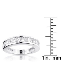 Large Princess Cut Diamond Wedding Band 2.5ct 14K White Gold -Jewelry Sales Store large princess cut diamond wedding band 25ct 14k gold rulerwh