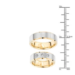 Luxurman 14K Yellow Gold Two Tone His And Hers Diamond Wedding Band Set 0.12ct -Jewelry Sales Store luxurman 14k gold two tone his and hers diamond wedding band set 012ct rulerye