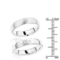Luxurman 18K White Gold Diamond Matching His And Hers Wedding Band Set Comfort Fit -Jewelry Sales Store luxurman 18k gold diamond matching his and hers wedding band set comfort fit rulerwh