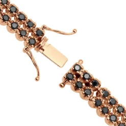 Luxurman Black Diamond 2 Row Men's Diamond Tennis Bracelet Solid 10K Black Plated Gold 7ctw -Jewelry Sales Store luxurman black diamond bracelets 2 row mens diamond tennis bracelet 7ctw clasp rose