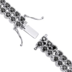 Luxurman Black Diamond 2 Row Men's Diamond Tennis Bracelet Solid 10K Black Plated Gold 7ctw -Jewelry Sales Store luxurman black diamond bracelets 2 row mens diamond tennis bracelet 7ctw clasp white