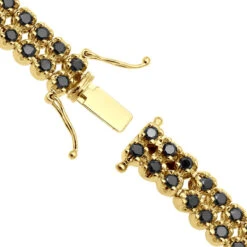 Luxurman Black Diamond 2 Row Men's Diamond Tennis Bracelet Solid 10K Black Plated Gold 7ctw -Jewelry Sales Store luxurman black diamond bracelets 2 row mens diamond tennis bracelet 7ctw clasp yellow