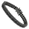 2 Row Prong Set Black Diamond Tennis Bracelet For Men In Sterling Silver 7ct