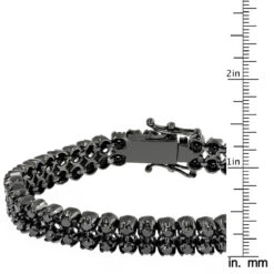 2 Row Prong Set Black Diamond Tennis Bracelet For Men In Sterling Silver 7ct -Jewelry Sales Store luxurman black diamond bracelets 2 row mens diamond tennis bracelet 7ctw ruler 1