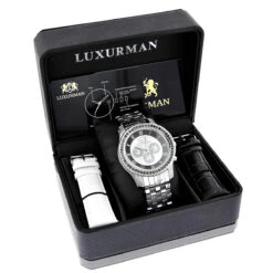 Luxurman Designer Unique Men's White & Black Diamond Watch 3.25ct -Jewelry Sales Store luxurman designer watches unique mens white black diamond watch 325ct 4