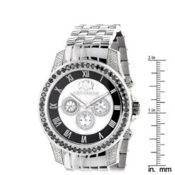 Luxurman Designer Unique Men's White & Black Diamond Watch 3.25ct -Jewelry Sales Store luxurman designer watches unique mens white black diamond watch 325ct ruler