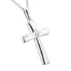 Luxurman Love Quotes: Small Sterling Silver Diamond Cross Pendant