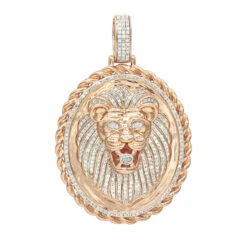 LUXURMAN Medallion 14K Yellow Gold Real Diamond Lions Head Pendant 1ct -Jewelry Sales Store luxurman medallion 14k gold real diamond lions head pendant 1ct ro