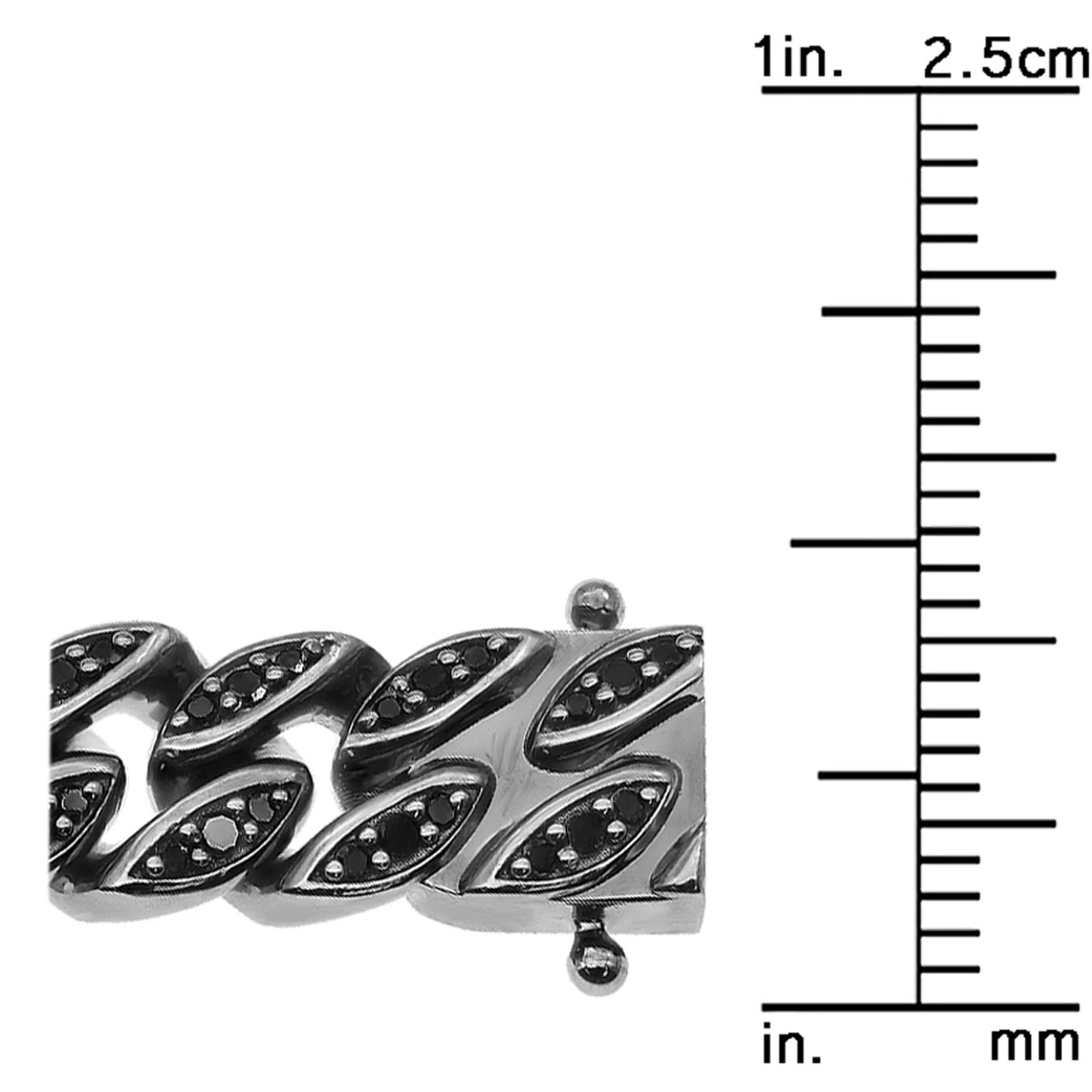 Luxurman Men's Black Diamond Cuban Link Bracelet In Sterling Silver 8mm Wide 3 Luxurman Men's Black Diamond Cuban Link Bracelet In Sterling Silver 8mm Wide - Image 3