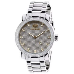 Luxurman Men's Diamond Watch 0.12ct Two-Tone Gold Plated Stainless Steel