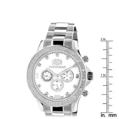 Luxurman Liberty Men's Diamond Watch 0.2ct White Gold Plated MOP Swiss Mvt -Jewelry Sales Store luxurman mens diamond watch 02ct white gold plated white mop liberty ruler