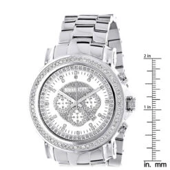 Oversized Luxurman Men's Diamond Watch 2.5ct Chronograph Gold Plated -Jewelry Sales Store luxurman mens diamond watch 25ct ruler white 20221011