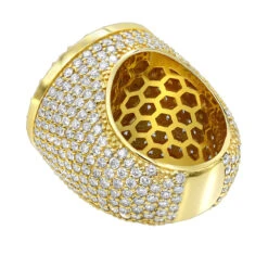 Luxurman Statement 14K Yellow Gold Unique White Blue Diamond Men[s Ring 11ct -Jewelry Sales Store luxurman statement jewelry 14k gold unique white blue diamond mens ring 11c backye