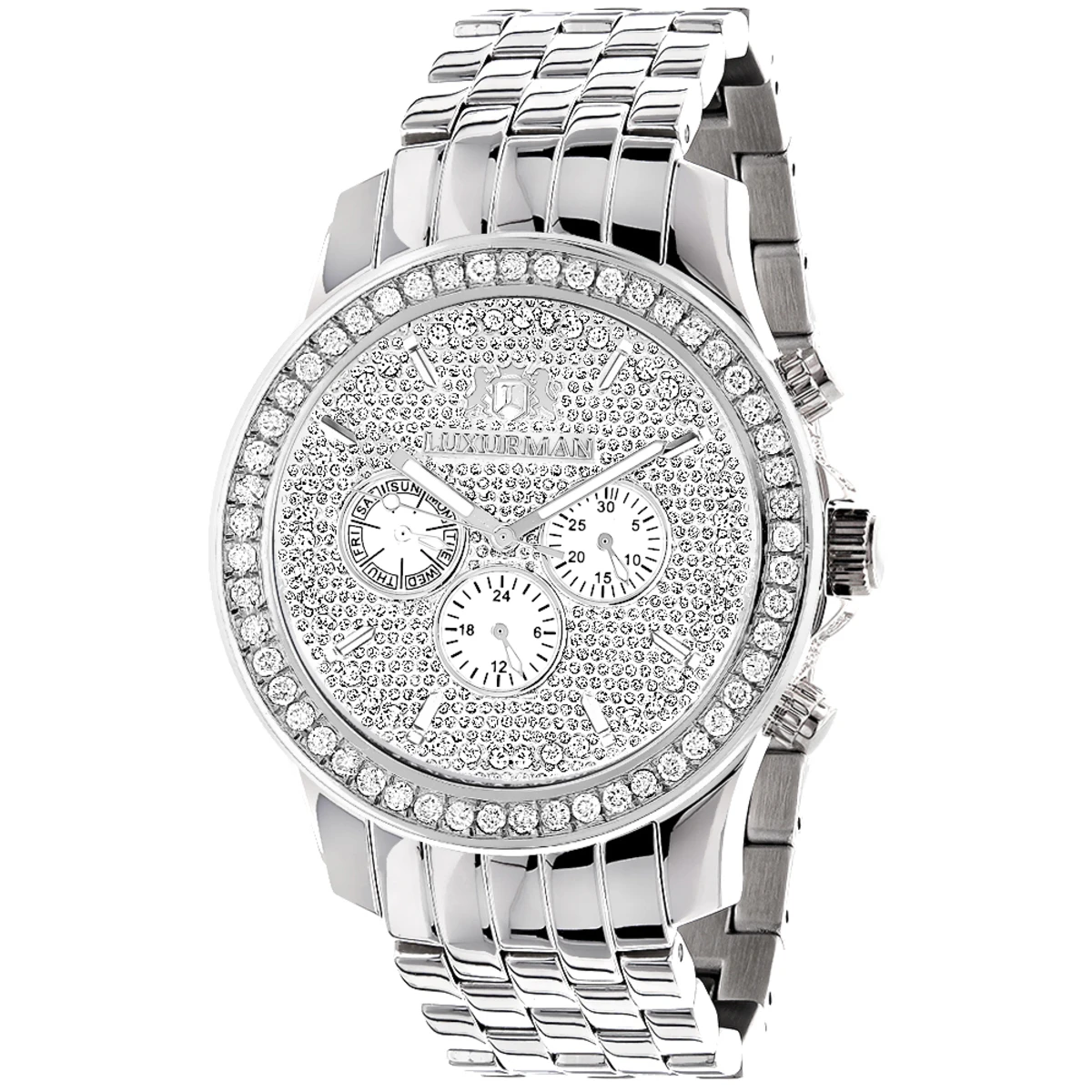 Luxurman Men's Diamond Watch 3ct 1 Luxurman Men's Diamond Watch 3ct