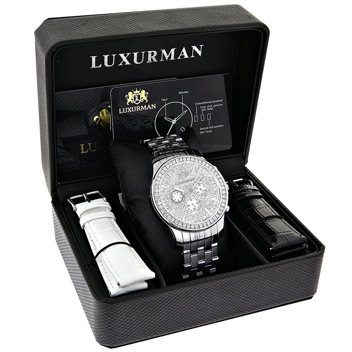 Luxurman Men's Diamond Watch 3ct 4 Luxurman Men's Diamond Watch 3ct - Image 4
