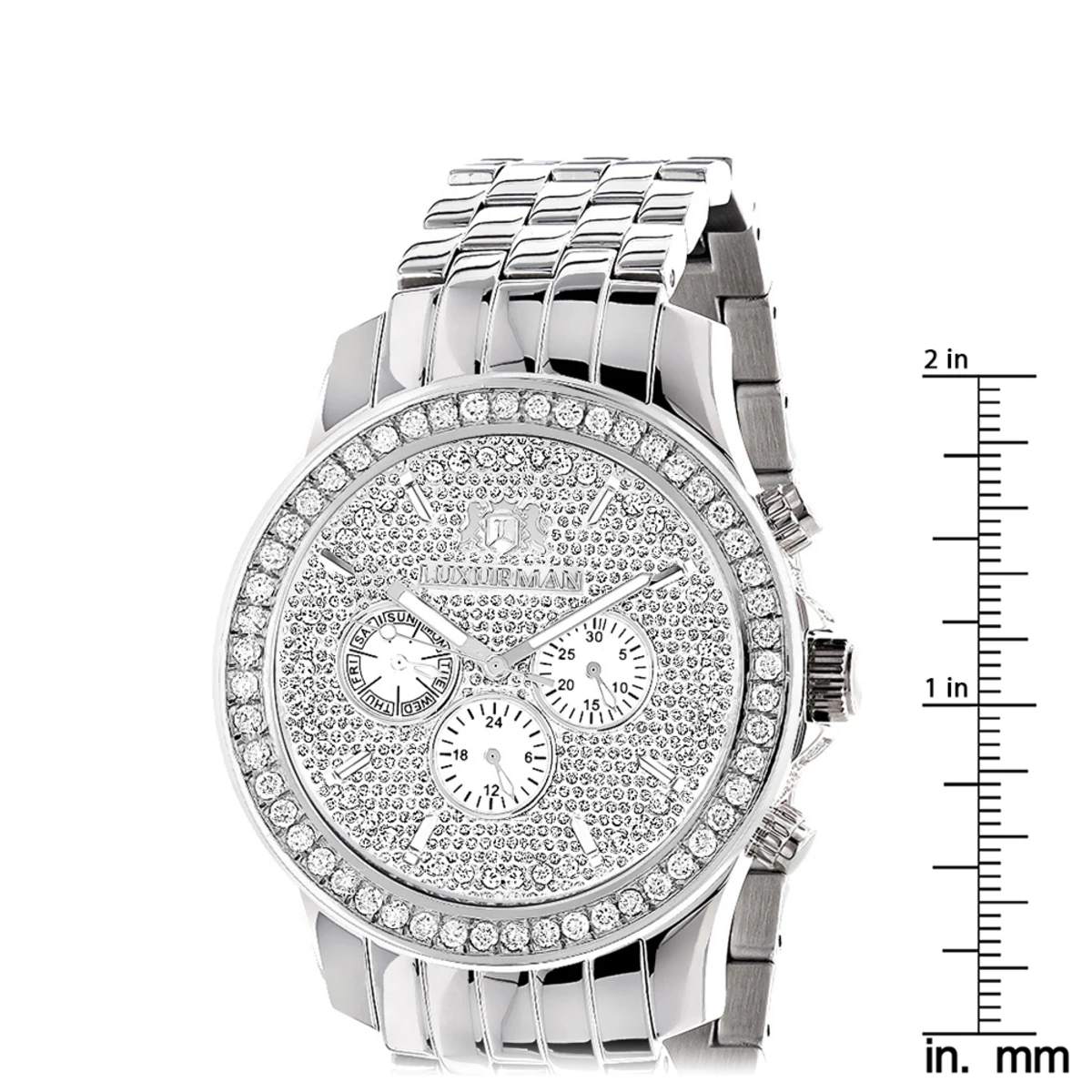 Luxurman Men's Diamond Watch 3ct 5 Luxurman Men's Diamond Watch 3ct - Image 5