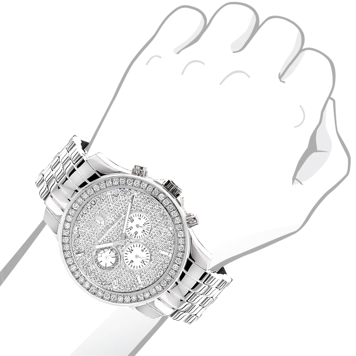 Luxurman Men's Diamond Watch 3ct 3 Luxurman Men's Diamond Watch 3ct - Image 3