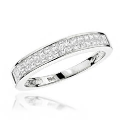Luxurman 1 Carat Princess Cut Diamond Wedding Band 14K White Gold