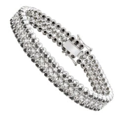Luxurman White And Black Diamond Tennis Bracelet For Men 10K White Gold 8.5ct