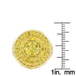 Massive 14K Yellow Gold Round Yellow Diamond Circle Ring For Men 4.45ct -Jewelry Sales Store massive 14k gold round yellow diamond circle ring for men 445ct rulerye