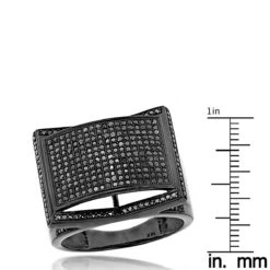 Men's 14K Black Plated Gold Black On Black Diamond Ring 1 Ct -Jewelry Sales Store mens 14k black on black diamond ring 128ct p 22403 ruler