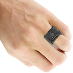 Men's 14K Black Plated Gold Black On Black Diamond Ring 1 Ct -Jewelry Sales Store mens 14k black on black diamond ring 128ct p 22403bod
