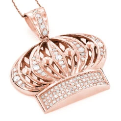 Men's 14K White Gold Crown Diamond Pendant 1.37ct -Jewelry Sales Store mens 14k gold crown diamond pendant 137ct p 5928 ro