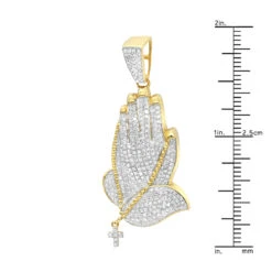 Men's 14K Yellow Gold Diamond Praying Hands Pendant With Cross 0.9ct By Luxurman 11 Men's 14K Yellow Gold Diamond Praying Hands Pendant With Cross 0.9ct By Luxurman -Jewelry Sales Store mens 14k gold diamond praying hands pendant with cross 09ct by luxurman rulerye