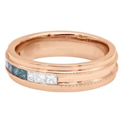 Men's 14K White Gold White Blue Diamond Wedding Band 0.98ct -Jewelry Sales Store mens 14k gold white blue diamond wedding band 098ct p 6432 backro