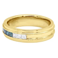 Men's 14K White Gold White Blue Diamond Wedding Band 0.98ct -Jewelry Sales Store mens 14k gold white blue diamond wedding band 098ct p 6432 backye