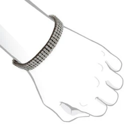 Men's 3 Row Black Diamond Bracelet 0.5ct In Sterling Silver -Jewelry Sales Store mens 3 row black diamond bracelet 062ct in sterling silver 3