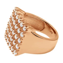 Men's 5 Row Diamond Ring W Round Diamonds 1.32ct -Jewelry Sales Store mens 5 row diamond ring w round diamonds 132ct p 5910 back rose