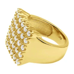 Men's 5 Row Diamond Ring W Round Diamonds 1.32ct -Jewelry Sales Store mens 5 row diamond ring w round diamonds 132ct p 5910 back yellow