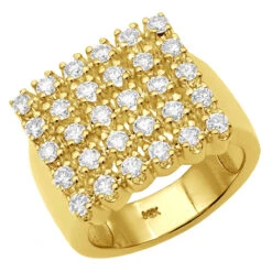 Men's 5 Row Diamond Ring W Round Diamonds 1.32ct