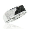 Men's Black And White Diamond Pinky Ring 0.30ct Sterling Silver