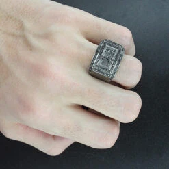 Men's Black Diamond Ring 0.5 Ct 10K Black Plated Gold 6 Men's Black Diamond Ring 0.5 Ct 10K Black Plated Gold -Jewelry Sales Store mens black diamond ring 058ct 10k p 42281bod